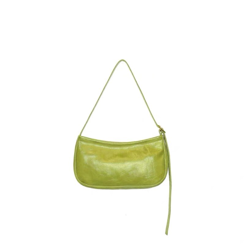 Bag Female Spring and Summer Crocodile Baguette Shape Bag France Small Shoulder Bag Underarm Handbag: green 2