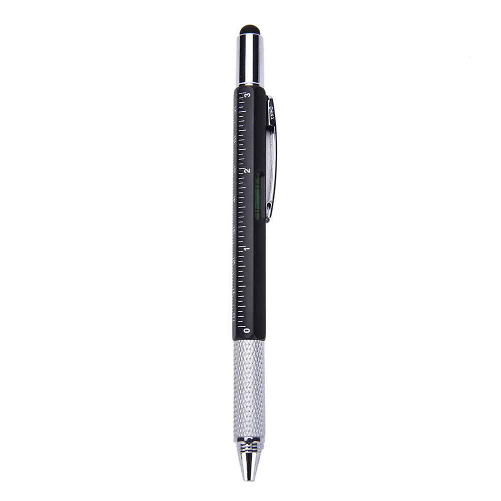 6 In 1 Sensitivity Stylus Pen Touch Screen Stylus Ball Dash Pen Tool Level Screwdriver Stylus Penball Ballpoint Pen: black