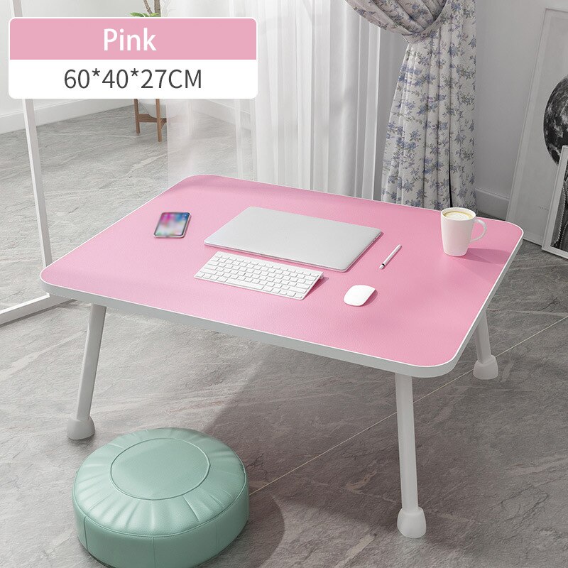 Wooden Portable Folding Adjustable Foldable Laptop Table Multipurpose Sofa Bed Trays Students Dormitory Laptop Table Desk Stand: Pink