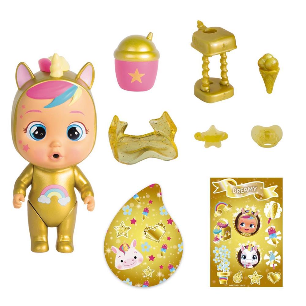 Baby crying magic tears Golden House (Golden Edition) | Mini baby crying surprise collectible with tears and