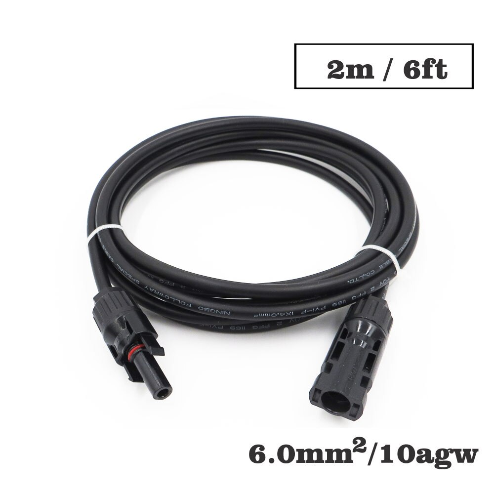 1 Pc X 6mm2 10AWG 3ft 6ft 9ft 15ft 30ft Pv Connector Extension Verbinding Tak Zwarte Parallelle Serie Verleng Kabel: 6ft