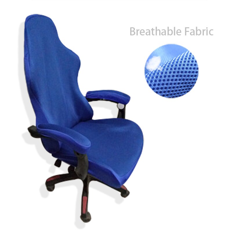Stor størrelse sædebetræk til computer stol sædetaske stretch kontorstol betræk elastisk spandex stol betræk spisestue dække: Åndbar-blå