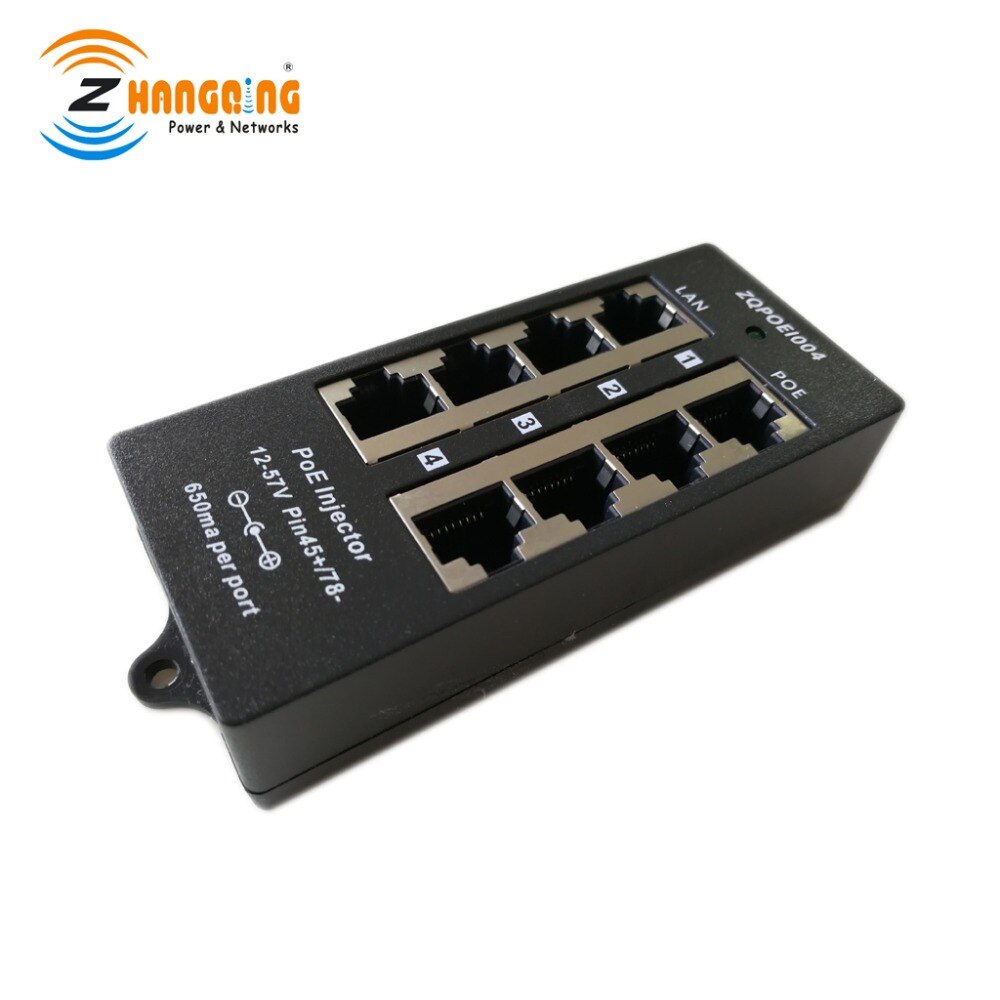 POE-4-48v60w 4 Port PoE Injector mode B 100Mbps PoE injector use with router/switches For CCTV cameras, include power adapter