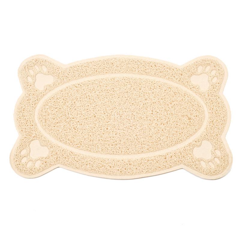 1Pc Pet Dog Puppy Cat Feeding Mat Pad Bone Paw-shaped Silicone Dish Bowl Food Feed Placement Easy Cleaning Pet Accessories: beige Bone L