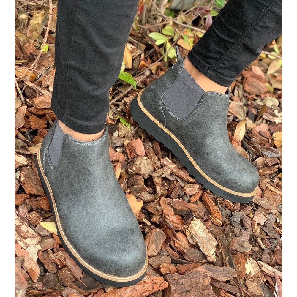 Chekich CH045 ST Gray Men 'S Boots Stylish Chelsea Style Season Orthotic Insole Step-in Classic Matte Color: 44
