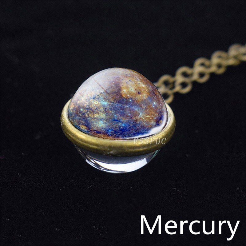 Solar Systeem Maan Aarde Zon Mars Jupiter Planeet Ketting Double Side Glazen Bal Ketting Hanger Universe Space Sieraden: SIZE 4