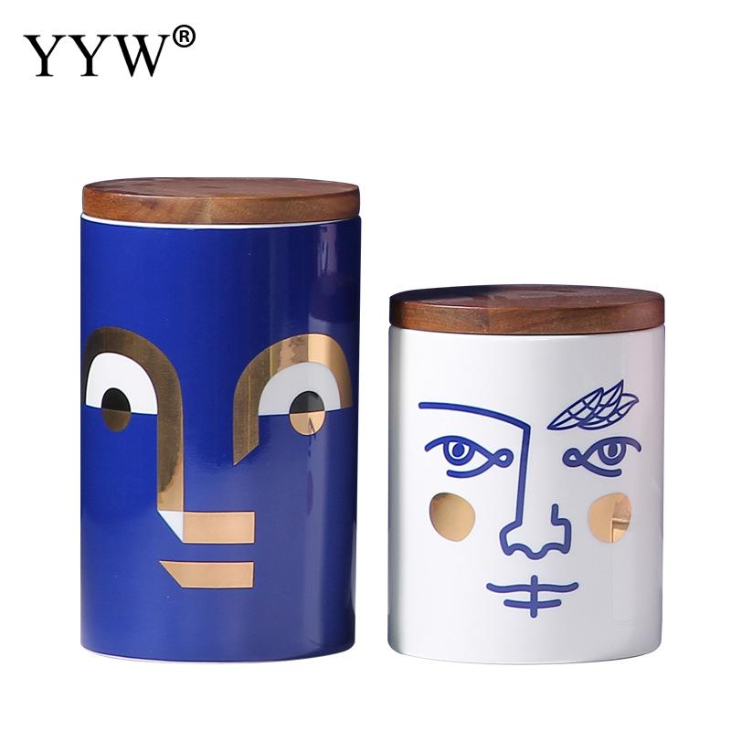 Modern Storage Jars Human Face Cans For Storage Spices Cereals Bulk Food Container Storage In The Kitchen Home Bank Ceramic Jar