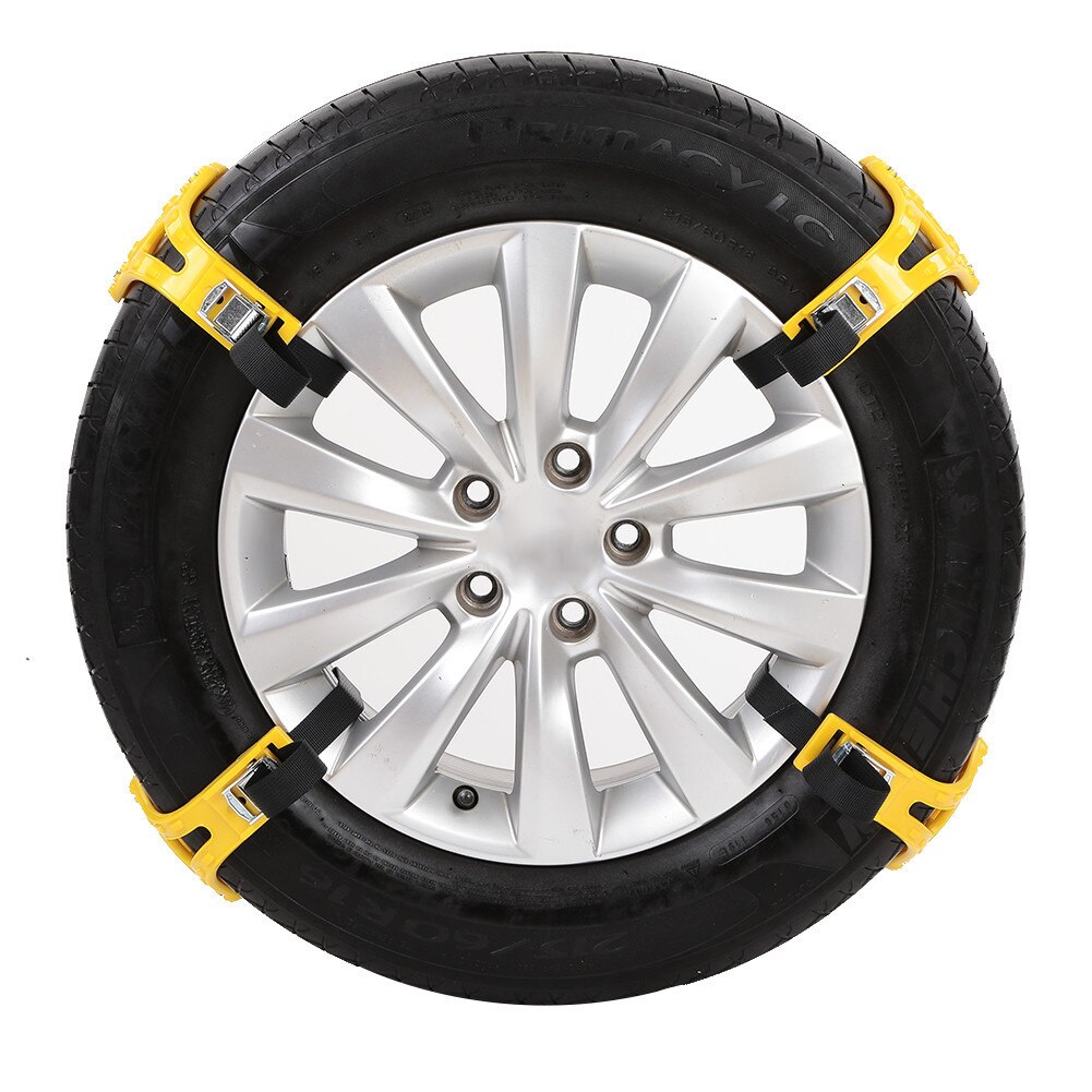 4 unids/pack Universal coche neumático antideslizante cinturón de emergencia neumático Anti-deslizamiento cadena con pala de nieve y Mitten por camino de nieve por carretera