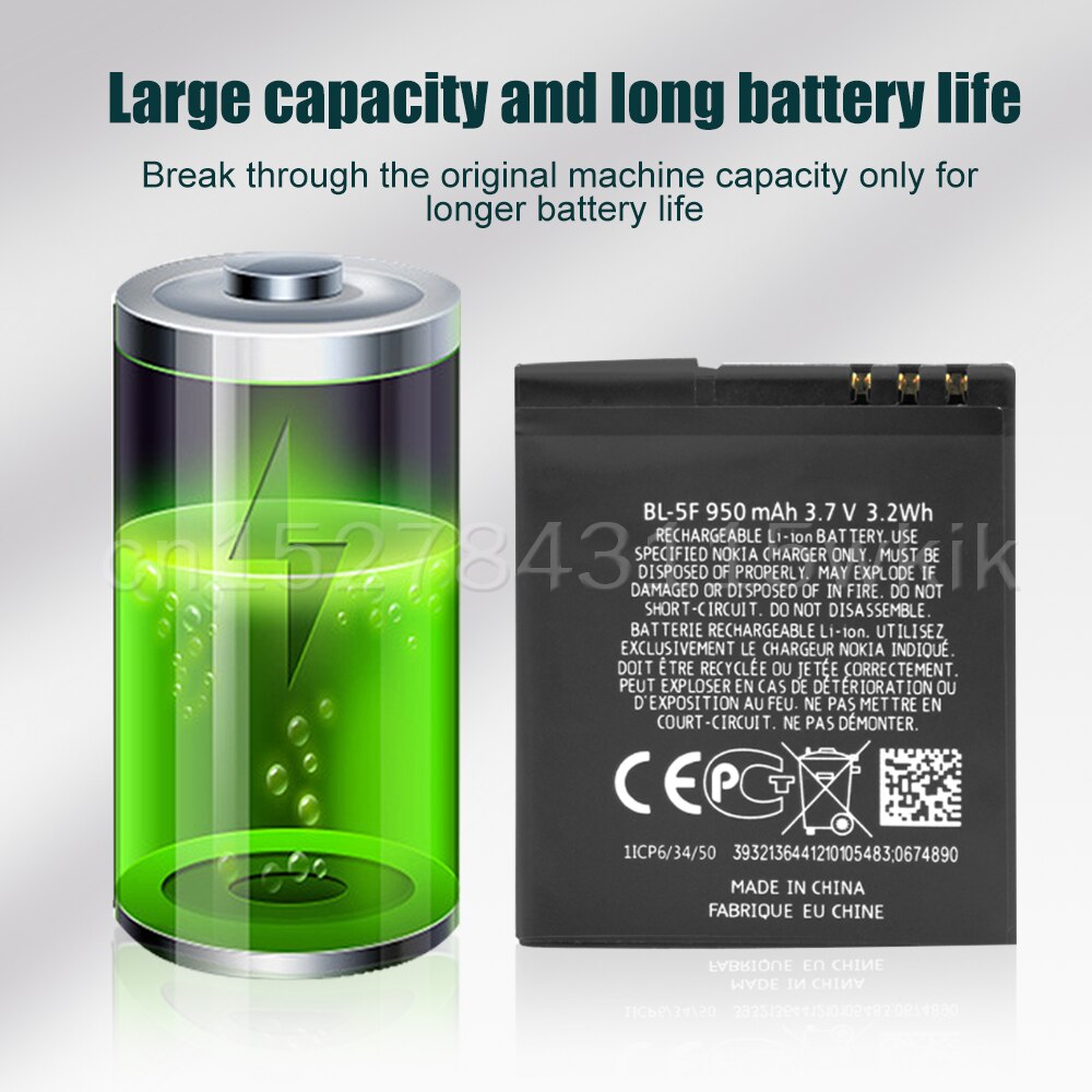 BL-5F BL5F BL 5F Remplacement Batterie De Téléphone Pour Nokia N95 N96 N98 N99 N72 N78 N93i 6290 E65 6290 6210S/N 6710N N95 C5-01 E65 X5