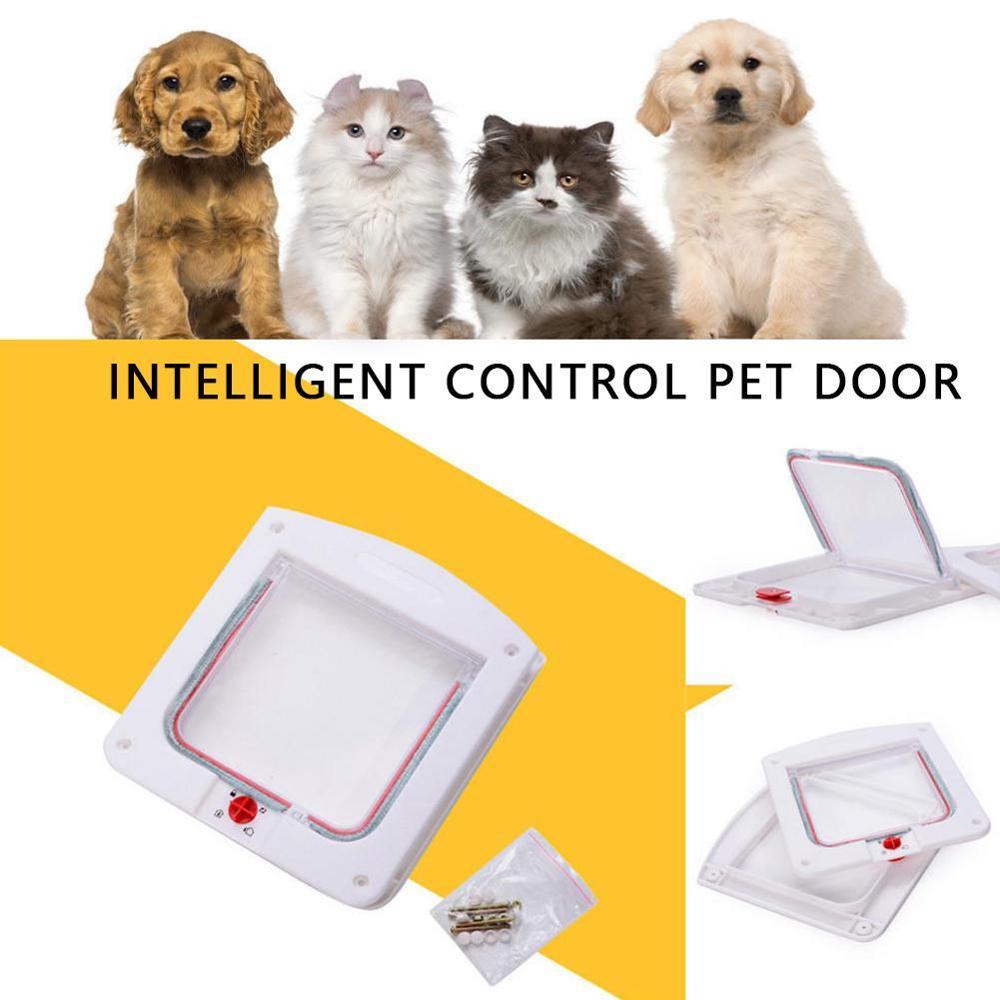 4 Way Afsluitbare Kat Deur Beveiliging Flap Deur Abs Plastic Dier Kleine Huisdieren Puppy Katten Honden Gate Deur Voor Huisdieren levert