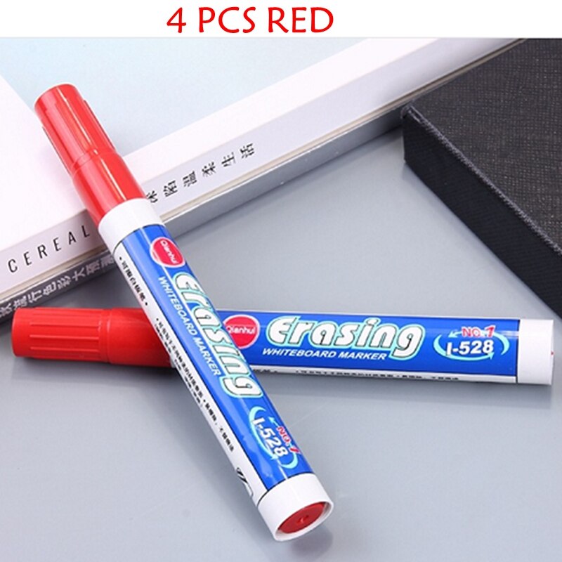 4Pcs Veel Vier Kleur Whiteboard Marker White Board Marker Milieuvriendelijk Marker Kantoor Schoolbenodigdheden Zwart Rood Blauw Groen: 4 pcs Red Pen