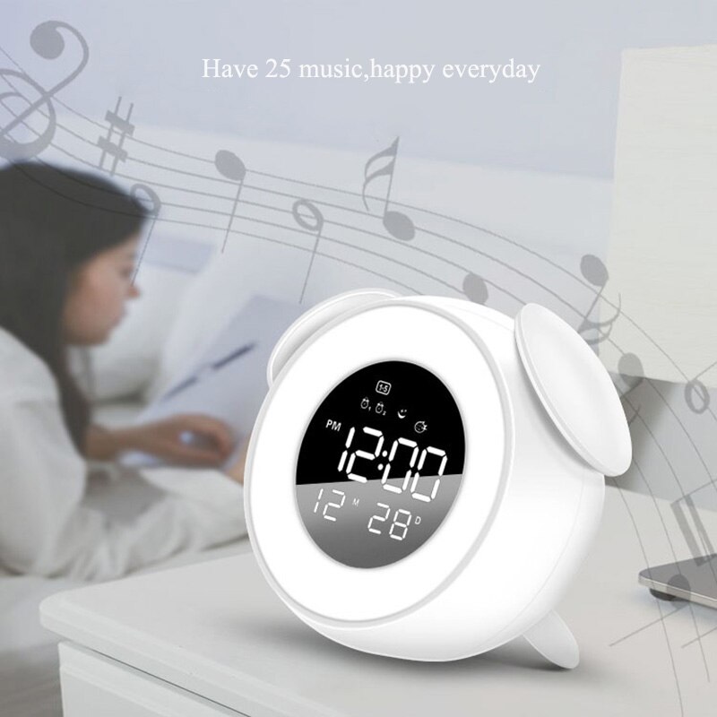 Touch Sensing Digital Alarm Clock Sunrise Sunset LED Wake Up Lights Colorful Light Snooze Mode Nature Sound Sleep Alarm Clock