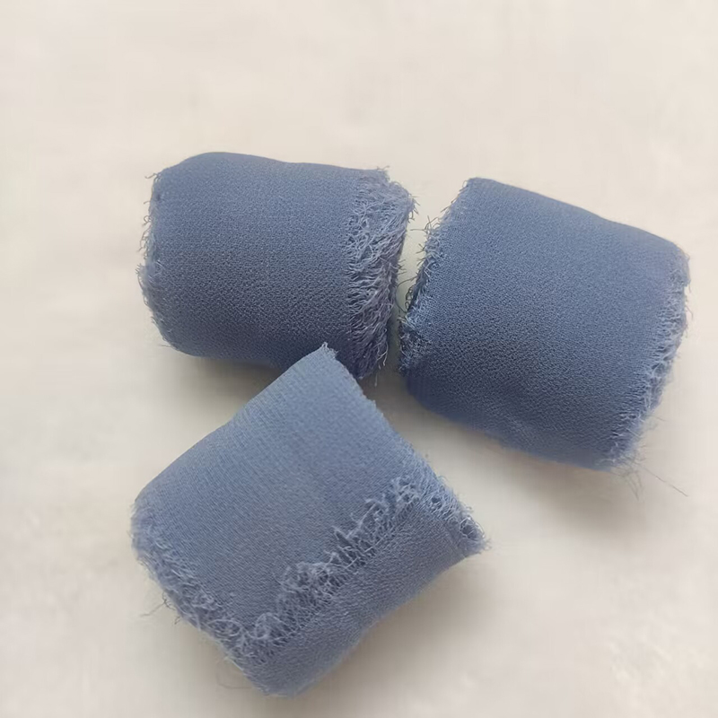 3 Rollen staubiges blaues Chiffonband, Hochzeitseinladungen, handgefertigtes Fransenband, DIY-Blumenstrauß-Schleifenband, Geburtstagsgeschenkverpackung