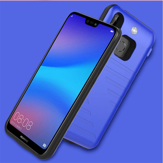 Zkfys 6800mah caixa de bateria de alta qualidade para huawei p20 lite carregador rápido capa de bateria para huawei nova 3e backup caso banco potência: Azul