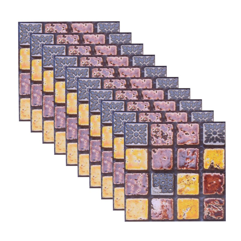 Autocollants muraux en mosaïque, 10 pièces, 10x10cm, autocollant pour peler et coller, rétro-adhésif, pour bricolage, cuisine, salle de bain, décoration murale de la maison: B12