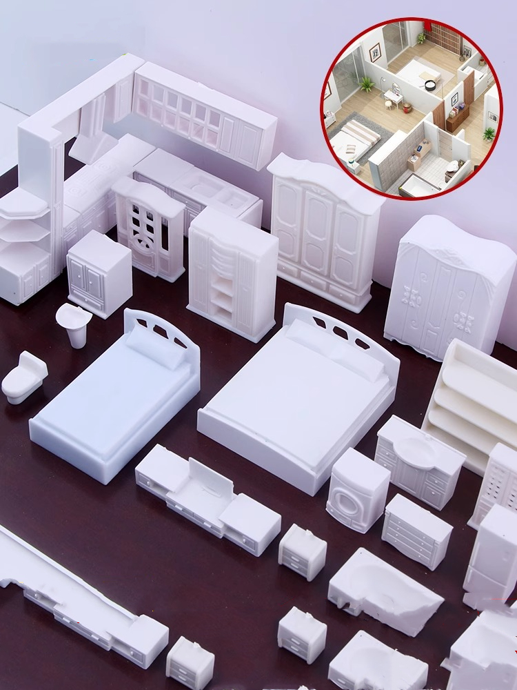 3 stücke antike Miniatur möbel für Puppenhaus zubehör Innendekoration Handwerk Spielzeug Puppe Bett Kleider schrank Schrank Waschbecken