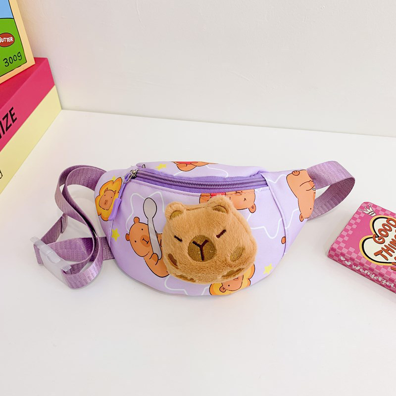 Kawaii Capybara Umhängetasche für Kinder, Brusttasche, Cartoon-niedlicher Rucksack, lässig, Outdoor, Reisen, Geldbörse, Taillen-Organizer,