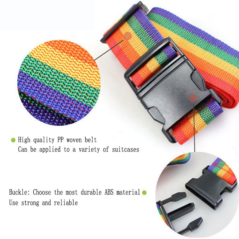 Einstellbare Gepäck Gürtel Gepäck Koffer Riemen Gepäck Regenbogen Gürtel Reise seil Nylon Gepäck verpackung Band Reise zubehör