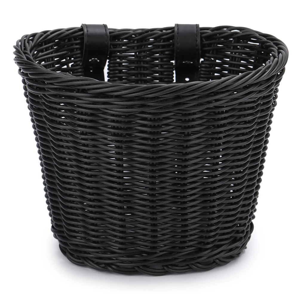 Woven Bicycle Basket Childrens Bike Front Handlebar Baskets Scooter Front Storage Pouch Foldable Removable Bicycle Bag & Pannier: Burgundy