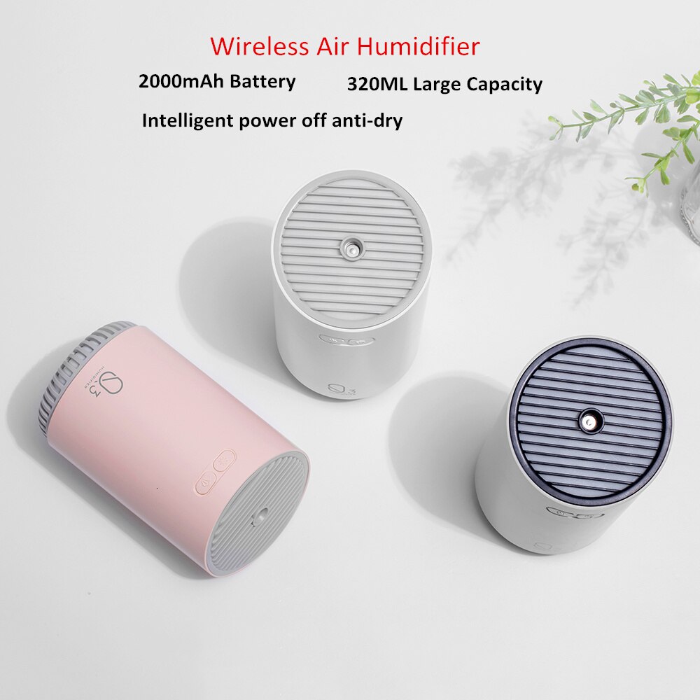 Humidificador de aire inalámbrico, difusor de aceite esencial eléctrico ultrasónico, aromaterapia, con batería de 2000 mAh, 320 ML