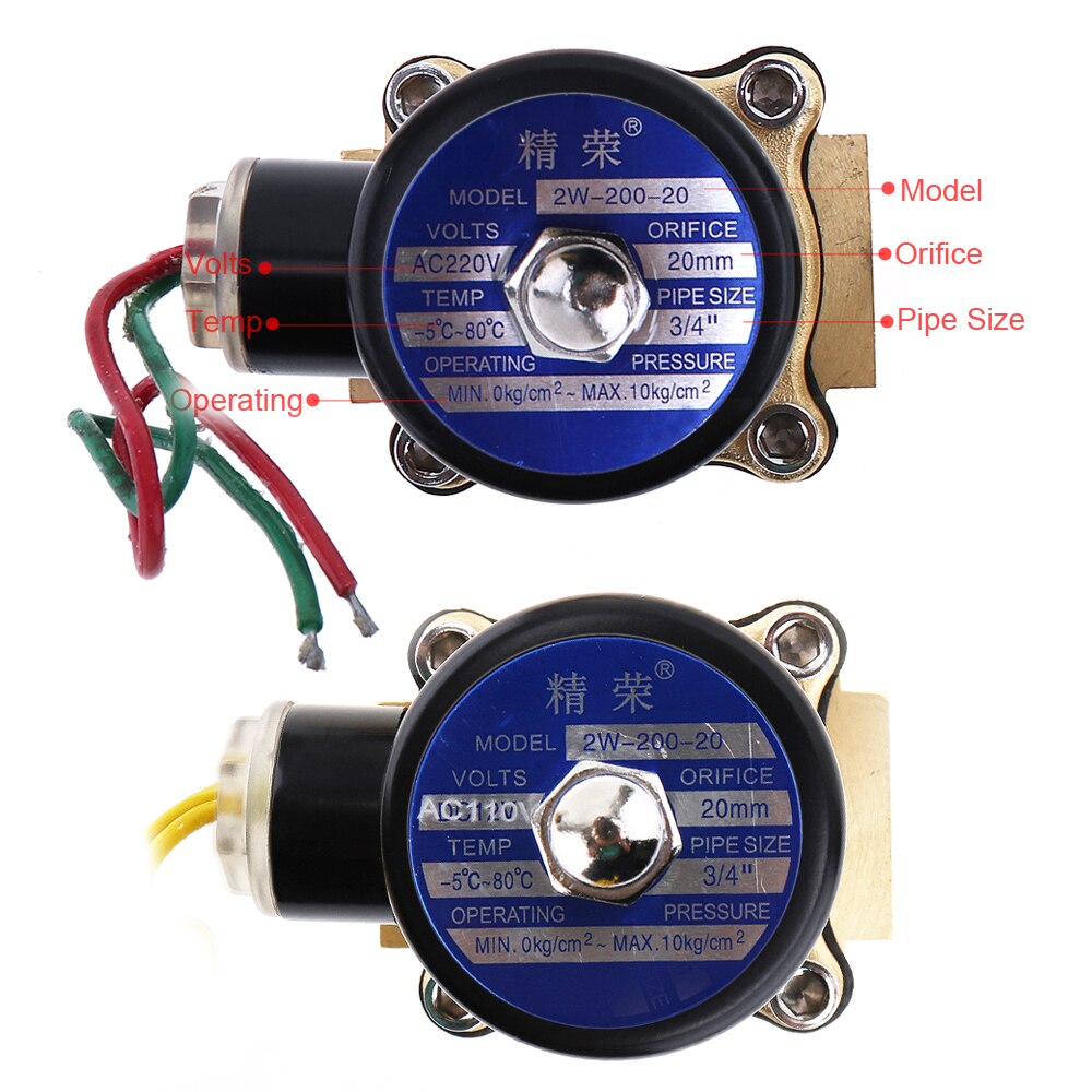3/4" AC 110V / 220V Electric Solenoid Valve Pneumatic Valve Brass Body for Water / Oil /Gas