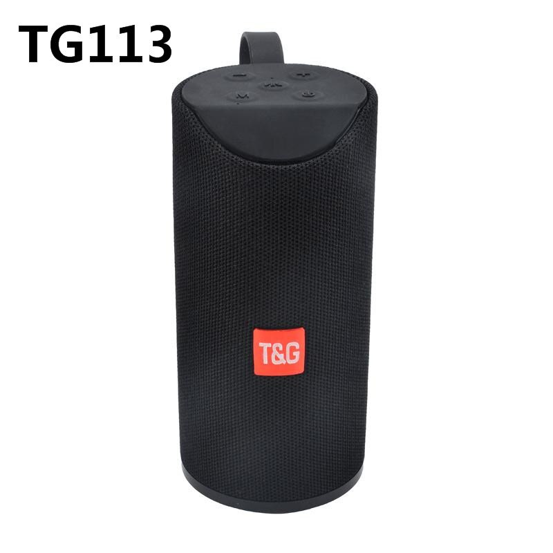 TG113 Portable Bluetooth Speaker Wireless Column 3D Stereo Bass Waterproof Speakers Outdoor Subwoofer Loudspeaker FM AUX USB TF: TG113 Black