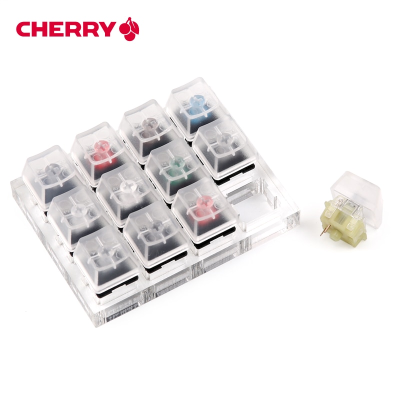 12 Cherry MX Switches Keyboard Tester Kit Clear Keycaps Sampler PCB Mechanical Keyboard Translucent Keycaps Testing Tool