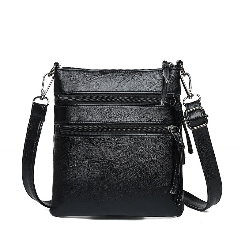 Vrouwen Kleine Schoudertas Pu Lederen Crossbody Tas Casual Vrouwen Multi-layer Messenger Bag Zachte Vrouwen Handtas Portemonnee rits Tote: black