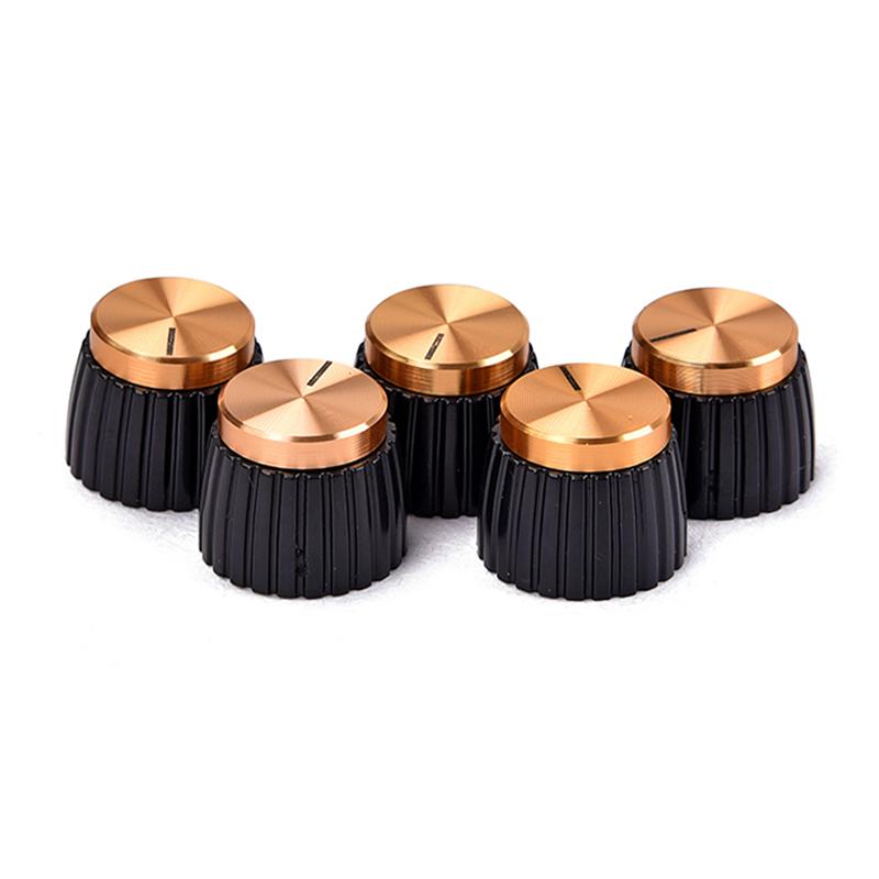 5pcs Replacement ABS Black Bottom Gold Cap Guitar AMP Amplifier Knobs Push On Knobs for Guitar Marshall Accessories