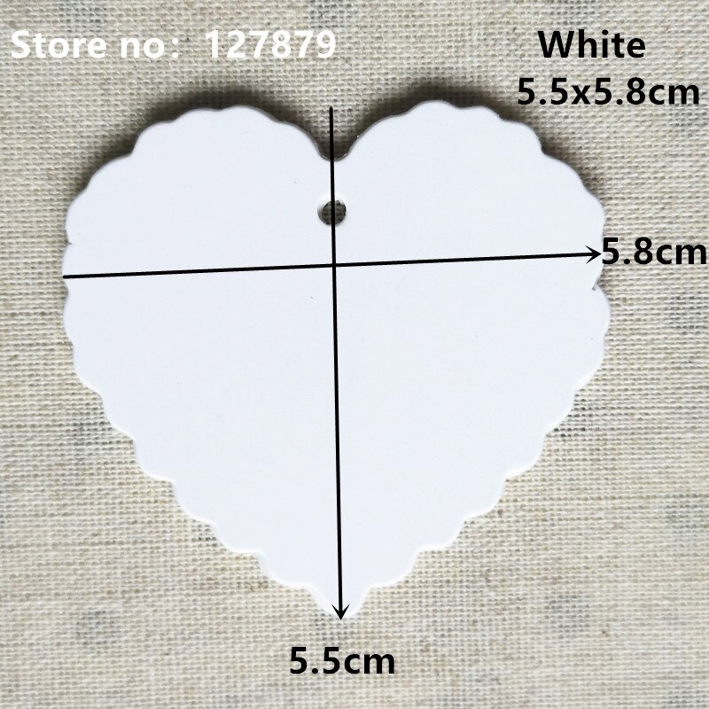 100 pcs 2 maten Prijs Label Hartvorm Kledingstuk labels DIY Handgemaakte Kraftpapier Kaart Gunst Tag DIY tag Party Favor: White 5.5x5.8cm