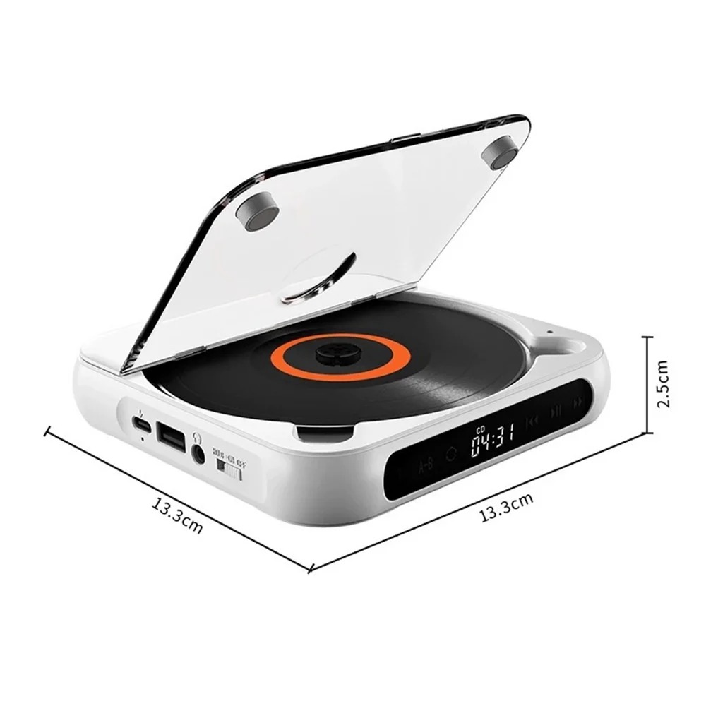 Leitor de CD portátil com Bluetooth USB/TF/AUX Suporte 2000mAh Bateria recarregável Display LCD-Modelo KC-918: Default Title