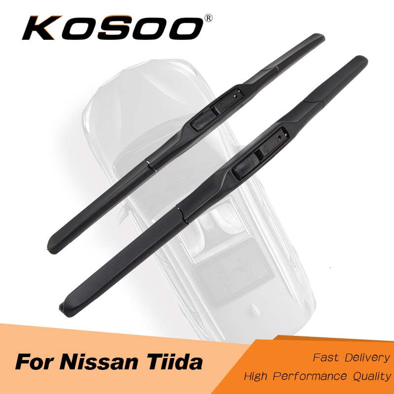 Kosoo Voor Nissan Tiida C11/C12/C13 Model Jaar 2004 Fit Drukknop/J haak Armen Auto Wisserbladen Natuurlijke Rubber
