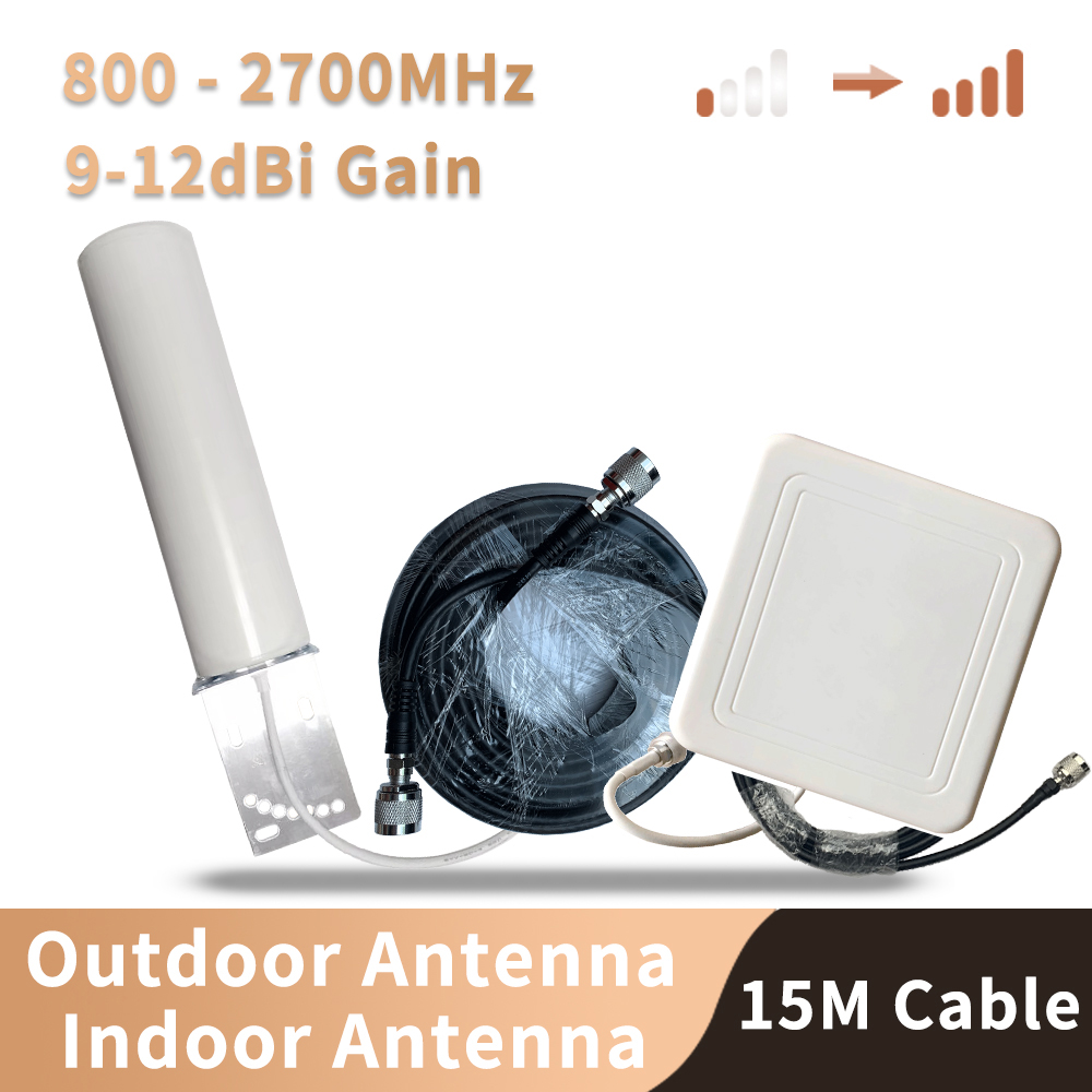 800-2700mhz 4G 3G 2G Antenna Phone Signal Booster Repeater Amplifier LTE CDMA GSM DCS N Female Indoor and Outdoor Antenna SET