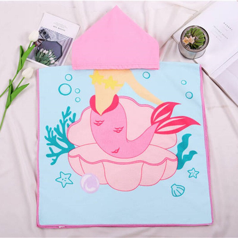 Toalla de baño con capucha para bebé, albornoz para niños, bata de baño de secado rápido, Toalla de microfibra absorbente para viajes, deportiva para playa: pink