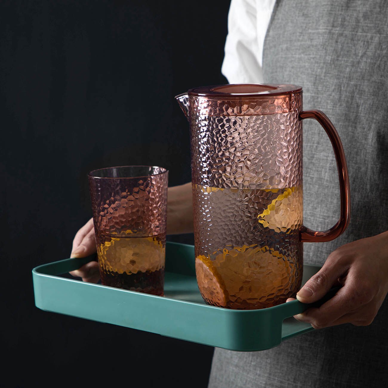 1950ml Plastic Juice Water Bottle Jug Drinkware Large Bottle Pot with Lid Water Dispenser Container Green Cup Mug