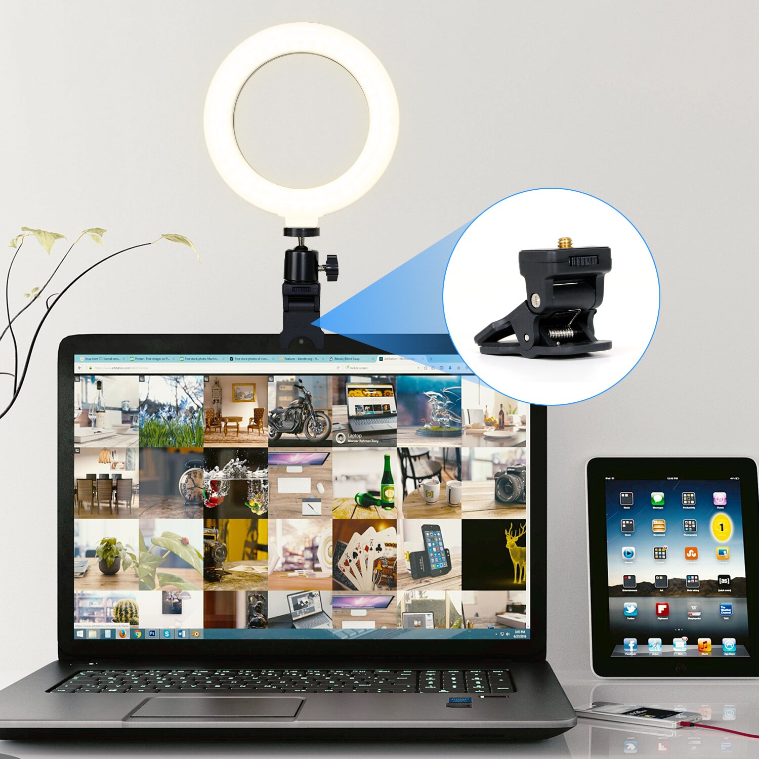 Selfie Ringlight Photography 16cm LED Rim Of RingLamp With Mobile Holder Stand Round Ring Light Tripod For Phone Smartphone Live