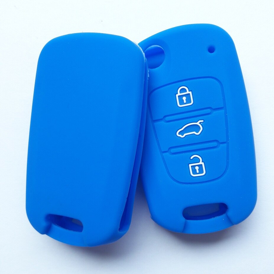 3 button Silicon Case For kia sportage picanto 3 rio k2 K5 cerato ceed soul for hyundai ix35 i30 flip Folding Remote KEY Shell: Blue