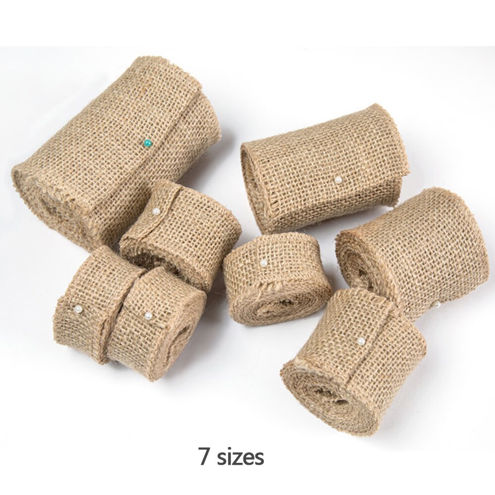 2m/ rullar jute säckväv band naturlig hampa vävband diy off white väska material bröllopsfest hantverk dekorativt varpväv