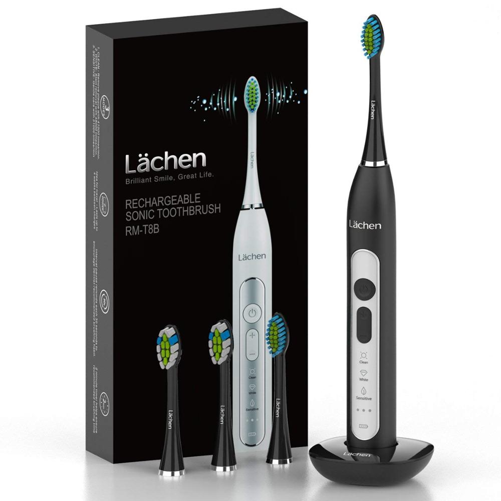 Lachen T8B Powerful Sonic Electric Toothbrush 9 Modes Rechargeable Adult Tooth Brush 2 Min Timer Toothbrushing w/ Charging Base