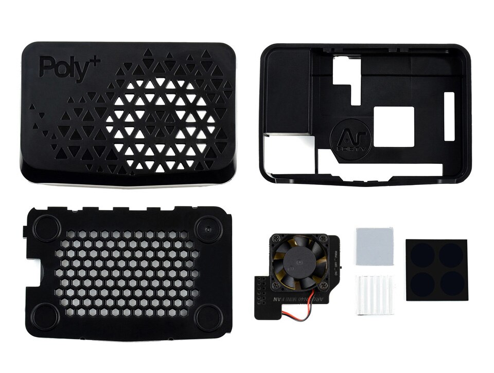 Raspberry Pi 4 Model B Black Poly+ Case With Dedicated MINI Cooling Fan: Default Title