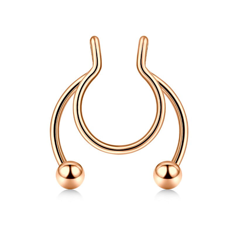 18G Faux Septum nez cerceau anneaux en acier inoxydable fausse lèvre oreille nez Septum anneau Non Piercing pince sur nez cerceau anneaux Piercing du corps: Plaqué Argent