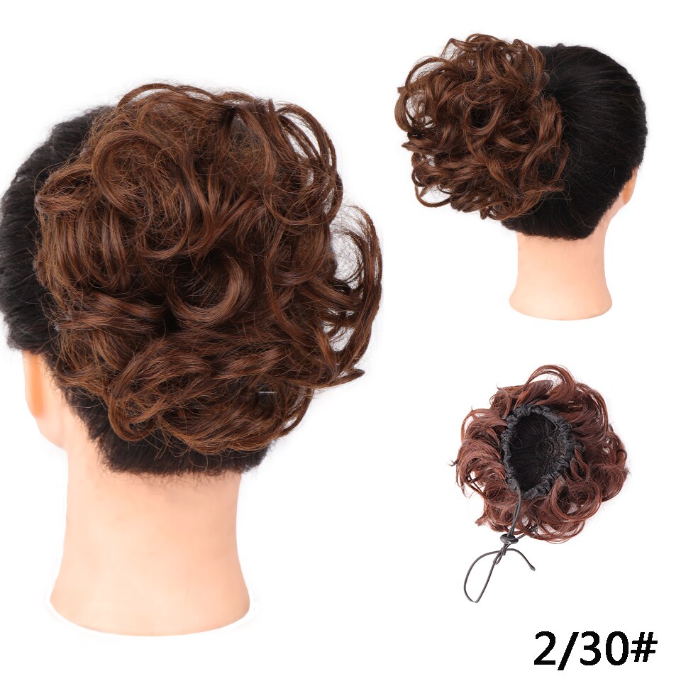 Fibra de alta temperatura de alta temperatura do cabelo do coque do cabelo da faixa de borracha do encaracolado do chignon do cordão sintético de shangke: 2-30