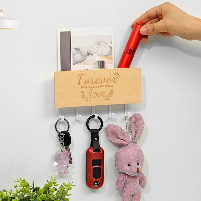 Rack Opslag Rek Sleutel Houten Hanger Thuis Muur Vintage Hal Thuis Ruimtebesparend Kleine Slaapkamer Deur Terug Decoratieve Kamer Rack