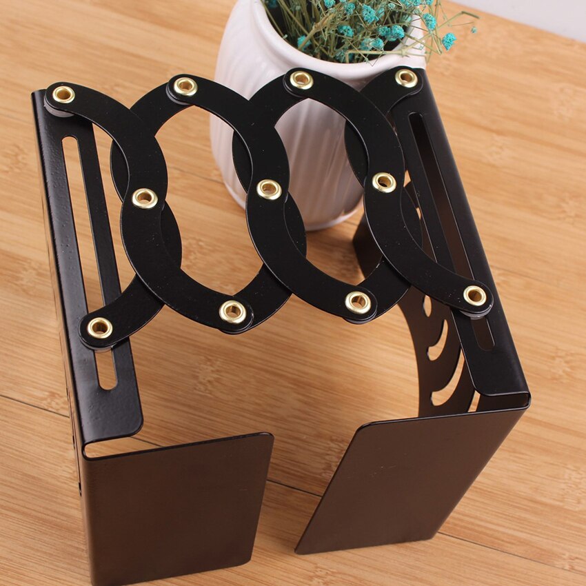 Retractable Metal Bookend Hollow Desk Adjustable Book Holder Stand Book Organizer for Library School Office Home Study Desk