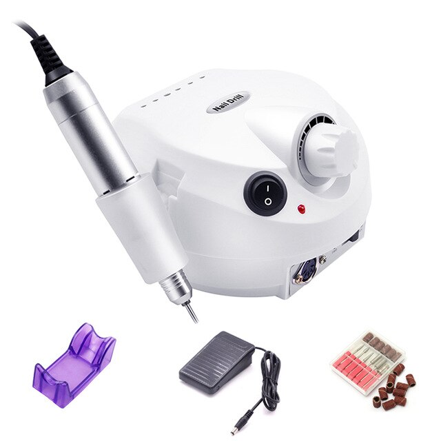 Koskoe Salon Elektrische Nail Boor Machine Apparatuur Set 30000Rpm Nagels Bestand Slijpen Pedicure Nail Art Gereedschap Acryl Gel: 35000rmp White / VS