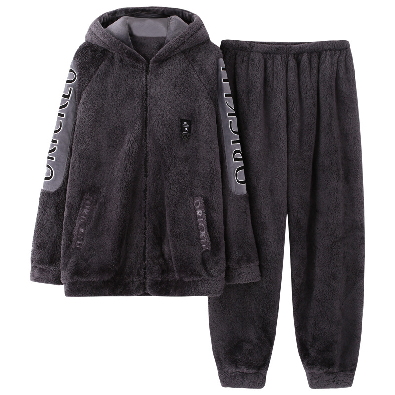 Pijamas gruesos de terciopelo para hombre, ropa de franela cálida para el hogar, de talla grande, para invierno