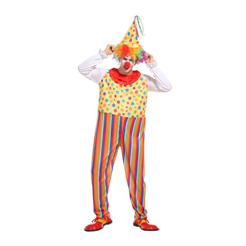 Los hombres adultos ridículo anillo de acero payaso actuaciones disfraces Halloween de Purim carnaval Mardi Gras de Carnaval traje de Cosplay