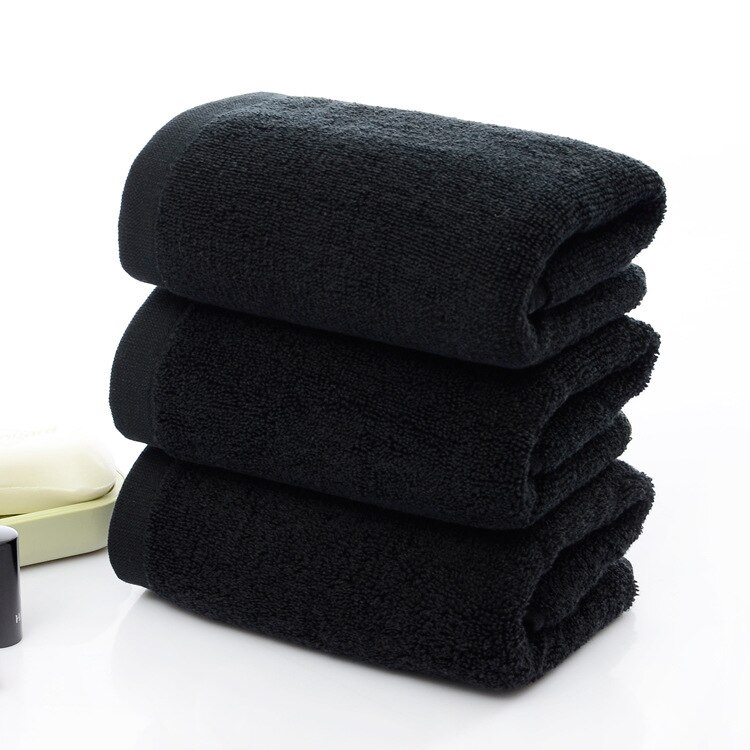 Toalla de baño negra de algodón, gruesa, para viajes al aire libre, suave y grueso, alto absorbente, para Hotel y adultos