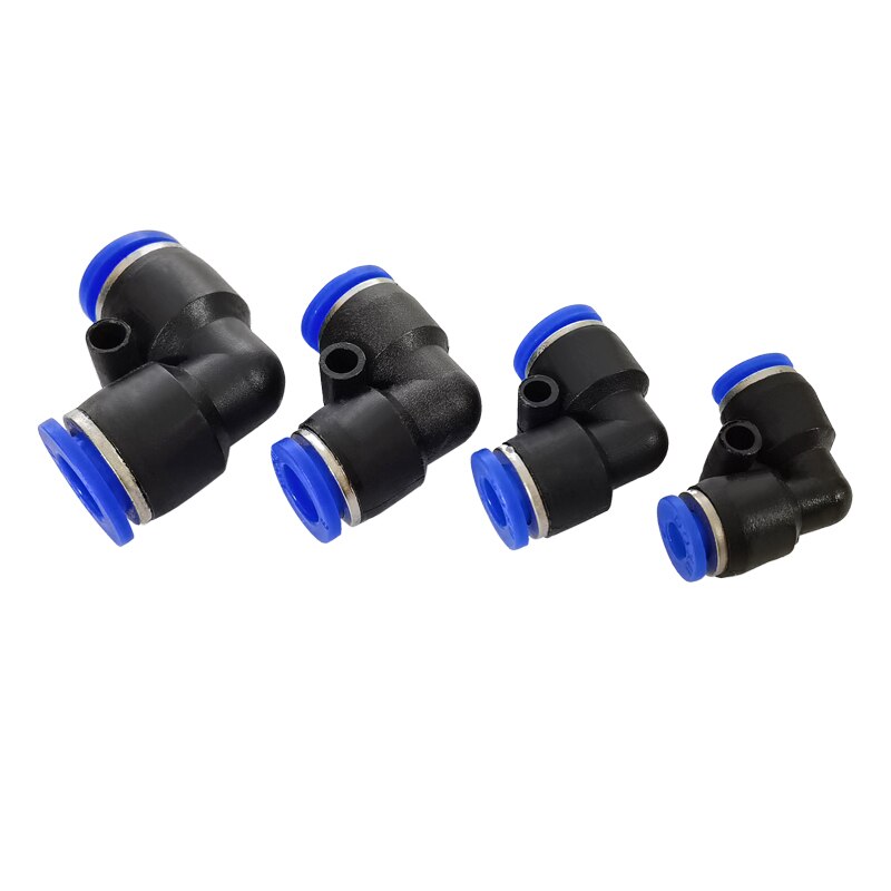 10 unids/lote PV4 PV6 PV8 PV10 PV12 PV14 PV16 neumático L tipo de racor de codo de tubería de plástico conector Ajuste rápido