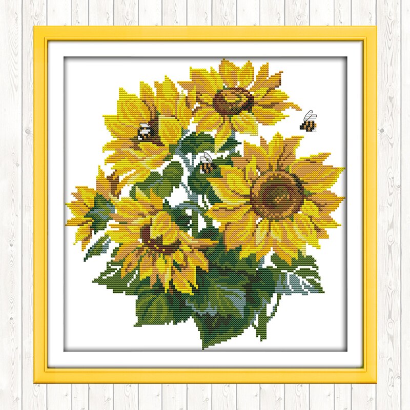 Zonnebloem Patronen Geteld Borduurpakketten Bloemen Serie 14CT 11CT Print Stof Borduurgaren Handwerken Kits Home Decor